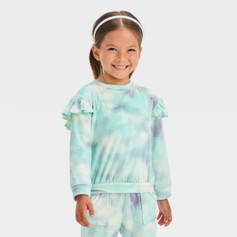 Toddler Girls' Tie-dye Micro Fleece Sweatshirt - Cat & Jack™ Blue