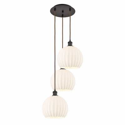 White Venetian - 3 Light Cord Hung Multi Pendant In Modern Style-41.25 Inches Tall and 16.5 Inches Wide