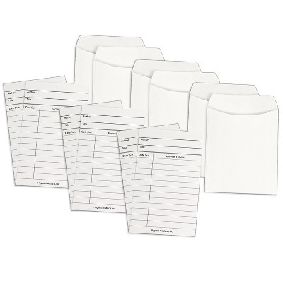 Hygloss Library Cards & Non-Adhesive Pockets Combo, White, 30 Each/60 Pieces Per Pack, 3 Packs