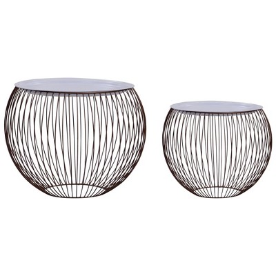 vidaXL Scandinavian Style Coffee Tables 2 pcs - Modern White MDF and Gold Metal Frame - Versatile as Couch Table, Side Tables, Décor