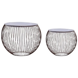 vidaXL Coffee Table Set of 2 Gold, White Metal, MDF Large, Small - 1 of 4