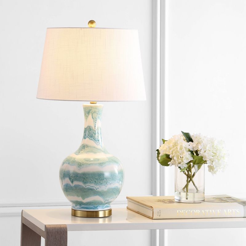 30.5&#34; Ceramic/Metal Tucker Striped Table Lamp (Includes LED Light Bulb) Green - JONATHAN Y, 3 of 6