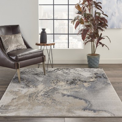 Maxell Abstract Swirl 46"x70" Synthetic Area Rug in Gray