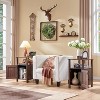 SinCiDo Farmhouse Set of 2 Nightstands w/Charging Station, Wood End Table with Barn Door & Open Shelves for Bedroom, Living Room - 2 of 4