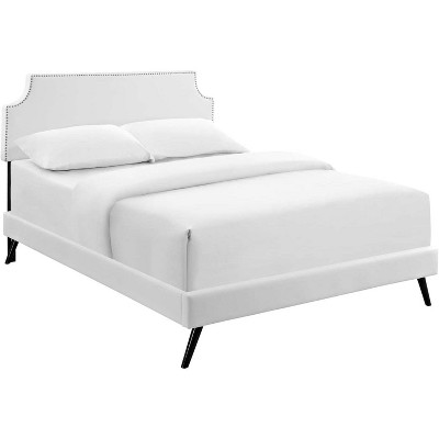 Modway Corene Queen Vinyl Platform Bed with Round Splayed Legs - White