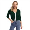 Clearlove Women's Cropped Bolero Cardigan – 3/4 Sleeve V-Neck Basic Classic Casual Button Down Knit Soft Sweater Top - 4 of 4