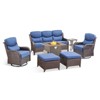 Buenhomino 7 Piece Wicker Outdoor Furniture Set with 6-inch Thick Cushion, High Back Patio Furniture Set with Swivel Rocking Chairs and Fire Pit Table - 2 of 4