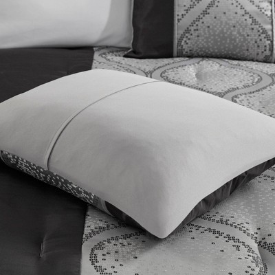 Black and Silver Full Microfiber Jacquard Comforter Set