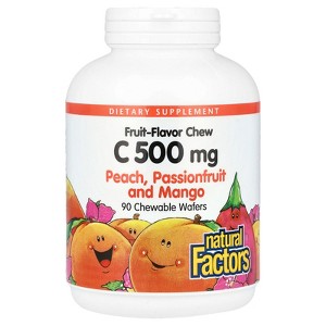 Natural Factors Fruit-Flavor Chew Vitamin C, Peach, Passionfruit and Mango, 500 mg, 90 Chewable Wafers - 1 of 3