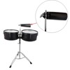 SEVOBAL Drum and Percussion Accessories, 13" and 14" Timbales Set with Stand and Cowbell for Live Performance and Practice, Black, 30.71"*19.69"*7.87" - 2 of 4