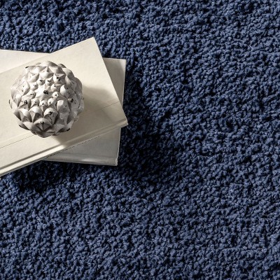Marleen Plush Solid Blue Shag Rug 2' x 3'