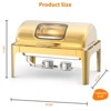 Roll Top Chafing Dish, 9QT Stainless Steel Buffet Server with Visible Lid,Water Pan & Fuel Holder-Ideal for Parties, Weddings & Catering Events, Gold - 3 of 4