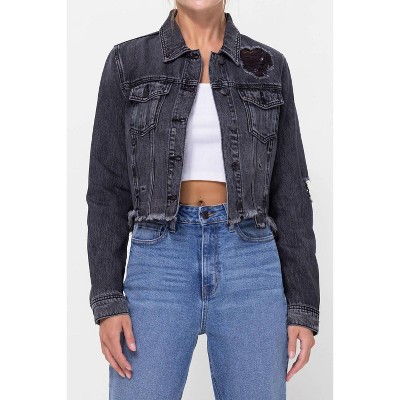 Women's Katrina Destroyed Fitted Denim Jacket - CELLO