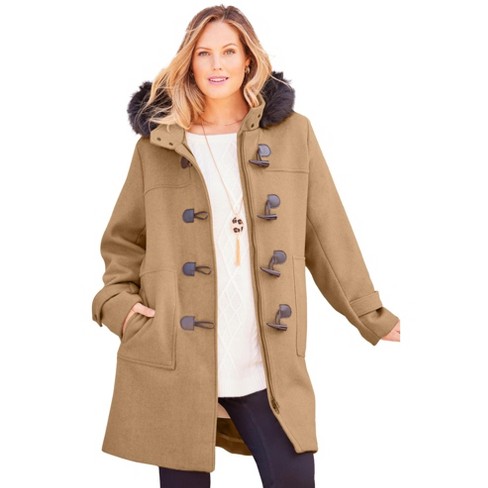 Catherines Women s Plus Size Wool Blend Toggle Peacoat 3x Soft Camel Target