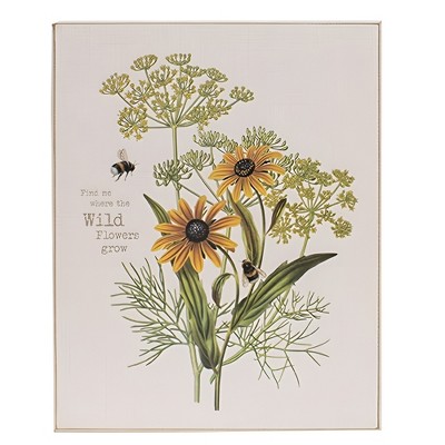 Slickblue Distressed Wooden Wall Sign with Bees, Yellow Flowers, and Find Me Where the Wild Flowers Grow