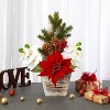 15in. Poinsettia & Orchid Artificial Arrangement in Christmas Tree Vase – Elegant Festive X-Mas Tabletop Décor - 4 of 4
