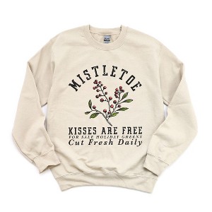Simply Sage Market Women's Graphic Sweatshirt Mistletoe Kisses Are Free - 1 of 4