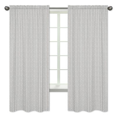 2pc Sweet Jojo Designs Woodland Friends Herringbone Print Window Panel - Sweet Jojo Designs