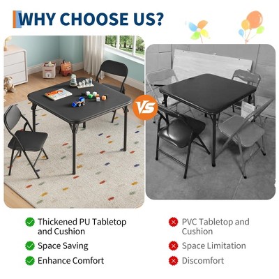 3 Piece Boys Girls Folding Table and Chairs Set, Activity Table and Chairs Set
