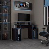 Vynxaria Modern Gamer Desk - 2-Tier, 47" Wide, Black with Blue Accents, PC Tower Stand & Shelves - 2 of 4
