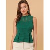 INSPIRE CHIC Women's Ruffle Neck Keyhole Back Sleeveless Floral Lace Peplum Blouses - 4 of 4