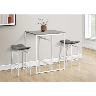 Vynxaria 32" Rectangular Counter Height Dining Table in Grey Laminate & White Metal