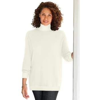 Woman Within Women's Plus Size Perfect Long Sleeve Turtleneck Sweater