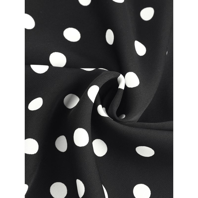 Agnes Orinda Women's Plus Size Polka Dots Elegant  3/4 Sleeve Ruffle Dress, 5 of 6