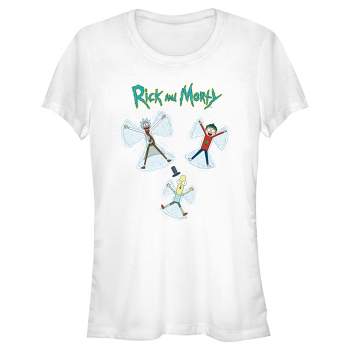 Juniors Womens Rick and Morty Christmas Snow Angels T-Shirt
