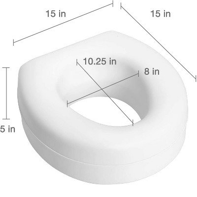 HealthSmart 5 Raised Toilet Seat Riser, Slip-Resistant Pads, Padded Comfort, FSA/HSA Eligible