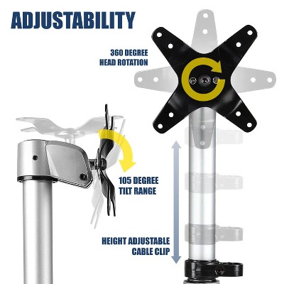 Adjustable Silver Aluminum Single Monitor Desk Mount