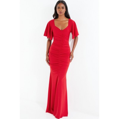 Quiz Women's Scuba Crepe Ruched Front Maxi Dress