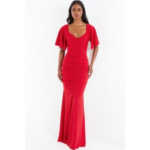 Quiz Women's Scuba Crepe Ruched Front Maxi Dress - 1 of 4