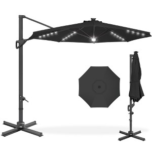 Best Choice Products 10ft 360-Degree Solar LED Lit Cantilever Patio Umbrella, Outdoor Hanging Shade - 1 of 4
