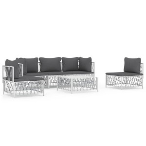 vidaXL Garden Lounge Set White with Dark Grey Cushions - 1 of 4
