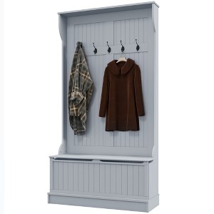 3-In-1 Entryway Bench with Coat Rack, Hall Tree with Bench and Shoe Storage - 1 of 4