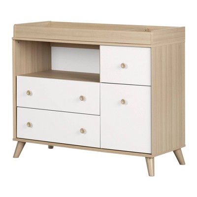 Yodi Changing Table with Drawers - Soft Elm and Pure White - South Shore
