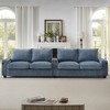 133" Corduroy Upholstered Sectional Sofa with USB Ports, Hidden Storage Arms, Central Console - 4 of 4