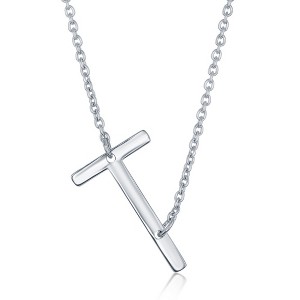 Bella Silver Sterling Silver Sideways Initial 18" Pendant Necklace - Available Colors: Silver, Gold - 1 of 2