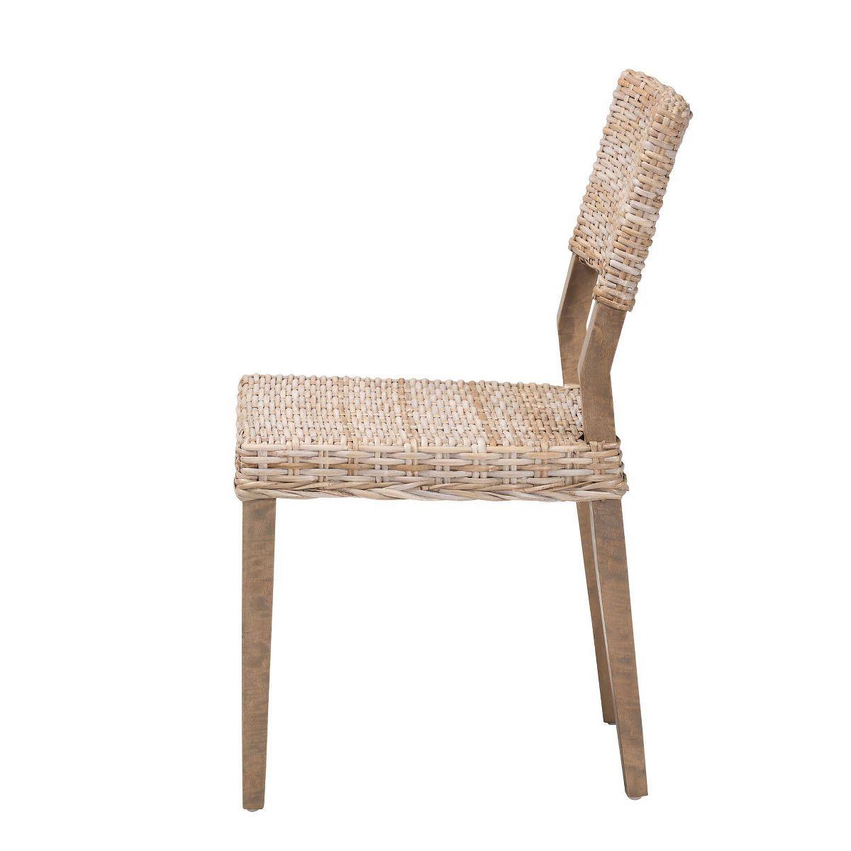 bali & pari Barossa Rattan and Mahogany Wood Dining Chair Kubu Gray/Rustic Taupe - thumbnail 4