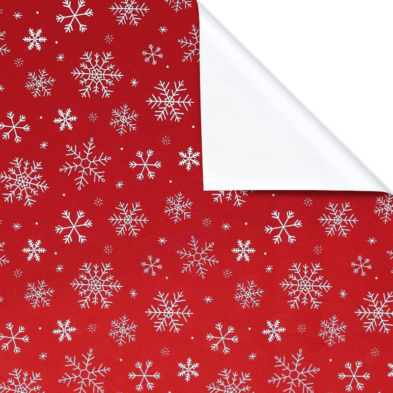 20 sq ft White Snowflakes Foil Christmas Wrapping Paper, 3 of 7