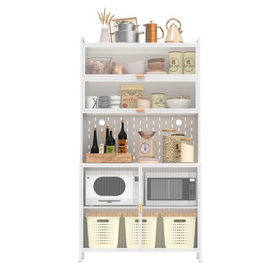 LIVAREEmlen 73'' Kitchen Baker's Racks,6 Level Flip Door with Pegboard Spacious,Adjustable & Stylish,for Kitchen,Dining Room,Living Room