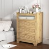 4 Drawer Dresser for Bedroom, Rattan Dresser Modern Wood Chest of Drawers with Spacious Storage for Bedroom Hallway Living Room-Rustic Oak - 3 of 4