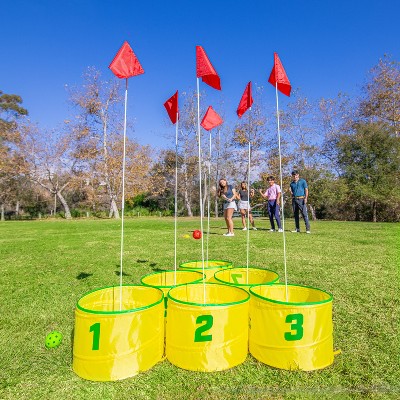 GoSports Yard Links Golf Game with Yellow Buckets and Tee Markers
