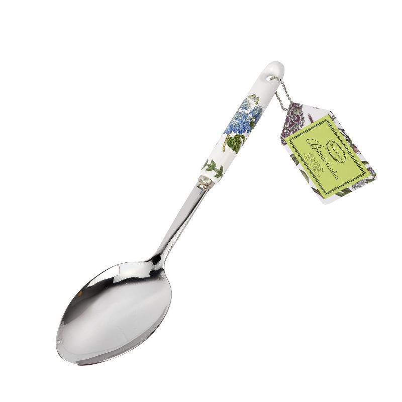 Portmeirion Botanic Garden Serving Spoon, 12.5 Inch Serving Spoon with Porcelain Handle, Hydrangea Motif, Made from Stainless Steel and Porcelain, 1 of 4