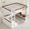 Queen Size Wooden Bunk Bed with Built-in Shelves and USB Charging Station - 4 of 4