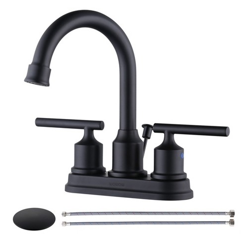 WOWOW 4 in. Centerset Double Handle High Arc Bathroom Faucet with Drain Kit Included - image 1 of 4