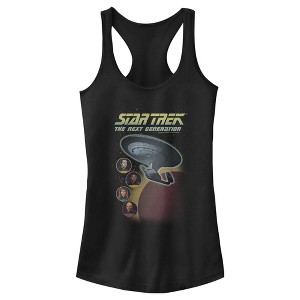 Juniors Womens Star Trek: The Next Generation Enterprise with Captain and Crew Portraits Racerback Tank Top - 1 of 4