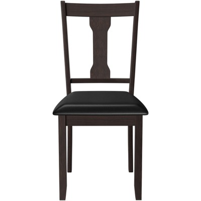 Tangkula Set of 2 Dining Room Chairs Modern Wood Dining Side Chair High Back Kitchen Chairs with Rubber Wood Frame Black/Coffee