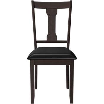 Tangkula Set of 2 Dining Room Chairs Modern Wood Dining Side Chair High Back Kitchen Chairs with Rubber Wood Frame Black/Coffee